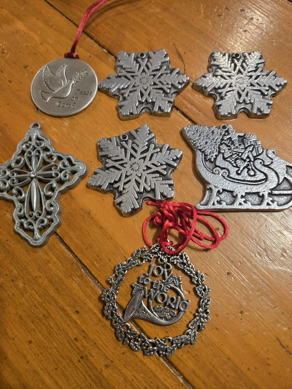 Vintage Metal Christmas Ornament Lot Wilton Mixed Makers Snowflake Santa Cross